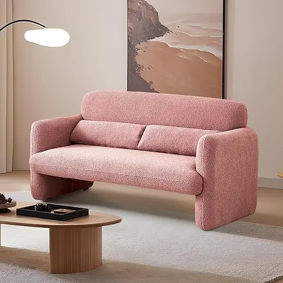 Modern 2-Seater Lamb Fabric Loveseat Sofa, 59
