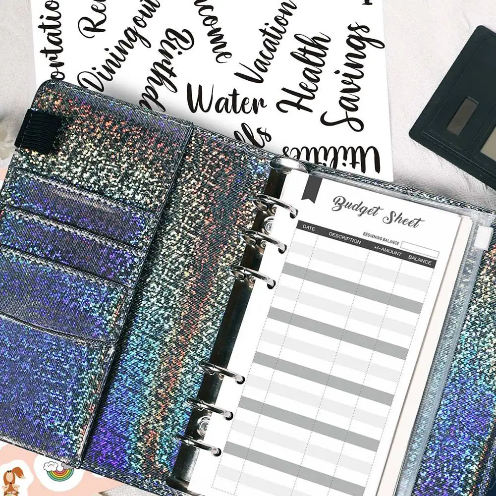 A41Z-A6 Budget Planner Binder With Zipper Envelopes Cash Envelopes For Budgeting, Money Organizer For A6 Cash Budget Binde