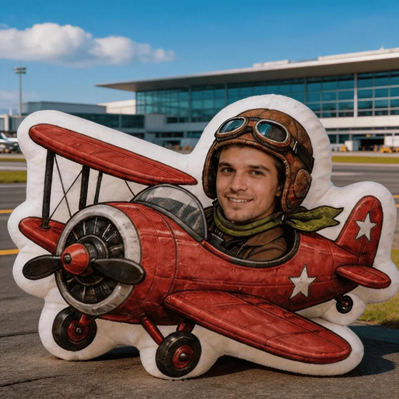 Vintage Aircraft Photo Pillow Custom Photo Text 23.62