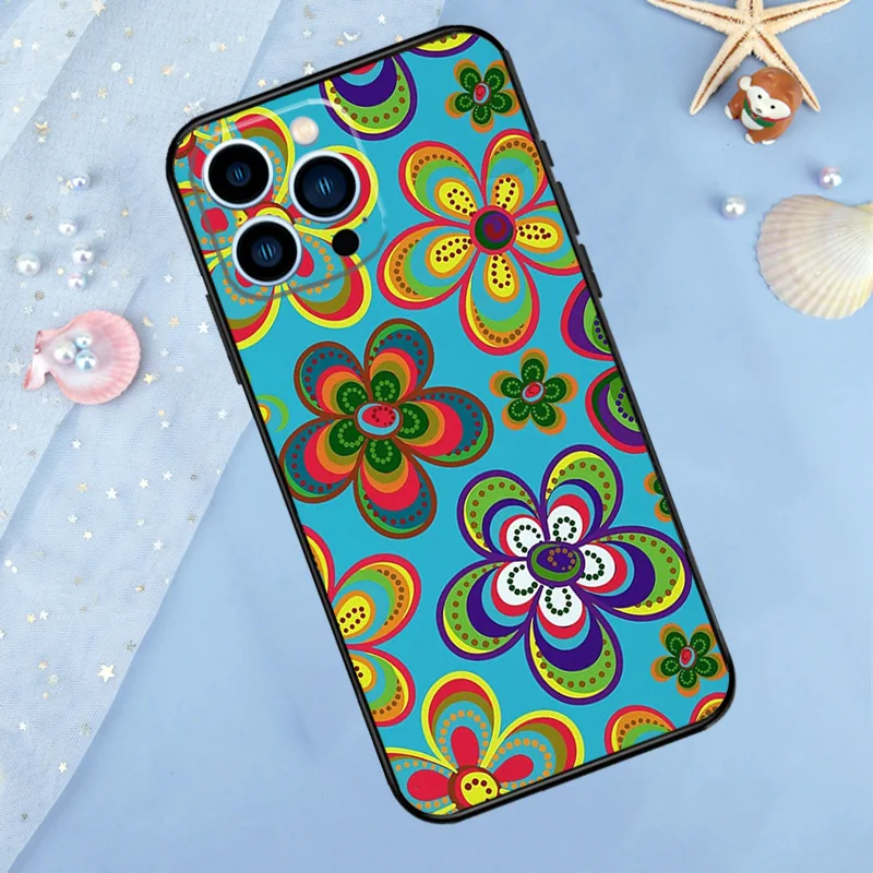 Hippie Daisy Tie-dye Flower Peace Phone Case For iPhone 15 16 Pro Max 13 11 12 14 Pro Max XR XS X 7 8 Plus 12 13 Mini Cover