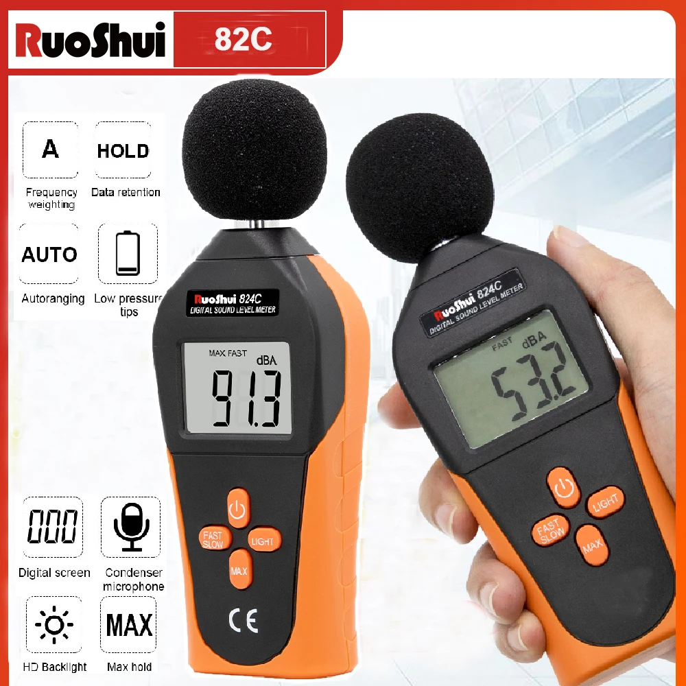 VICTOR Decibel Meter,Digital Sound Level Meter w/LCD Screen,Portable SPL Tester,30-130dB, MAX, Data Hold, Use for Home,Noisy Fac