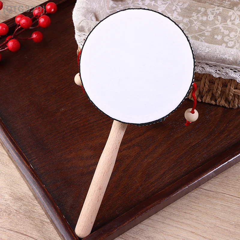 【No】Alat Musik Ritme Montessori |   Drum Kayu Portabel 4 inci dengan Lonceng untuk Pengembangan Musik Anak Usia Dini