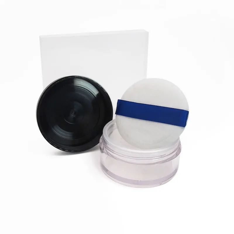 50g Plastic Loose Powder Jar With Sifter Empty Cosmetic Container Black Matte Cap Makeup Compact Portable Loose Powder Box