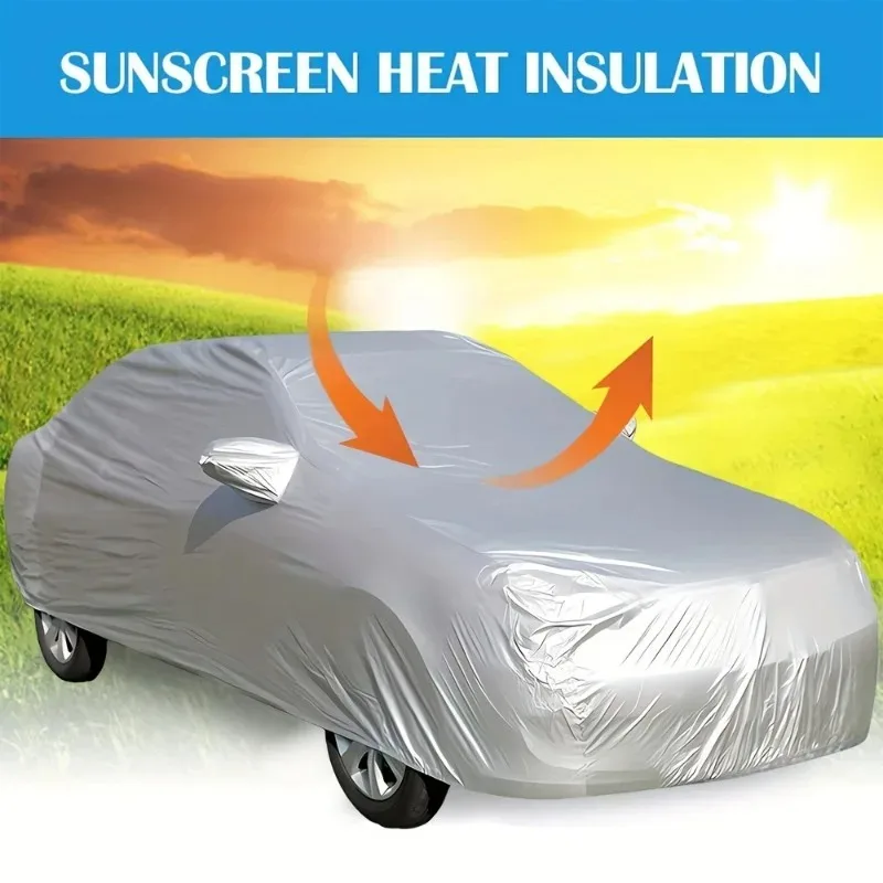 Car Cover with Reflective Strips Outdoor Protection Full Exterior Sunshade Snow Protection Auto Cover Universal for Sedan SUV