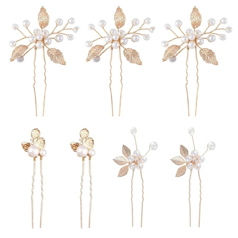 

DXAE Golden Leaf Pearl Hair Clip Strong Hold Hairpin Costume Headpiece For Wedding Parties and Evening Event Hair Decoration