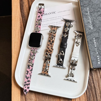 Cool Leopard Leather Loop Strap for Apple Watch S10 S9 S8 S7 SE Ultra S5 Punk Style Fashion Girl iWatch Bracelet 49mm 38mm 42mm