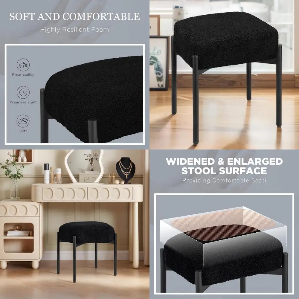 

Туалетный столик из искусственного меха, 16,3 x 12,8 x 17,3, мягкий пуфик с металлическими ножками, универсальное меховое сиденье для дома