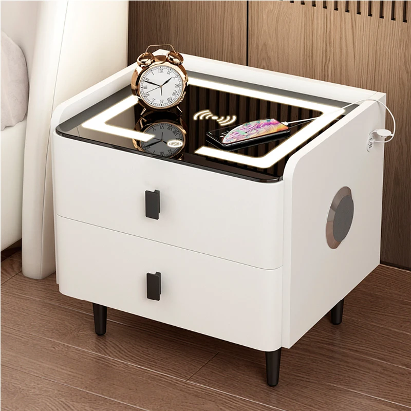 Smart bedside table solid wood wireless charging multi-function fingerprint lock bluetooth speaker