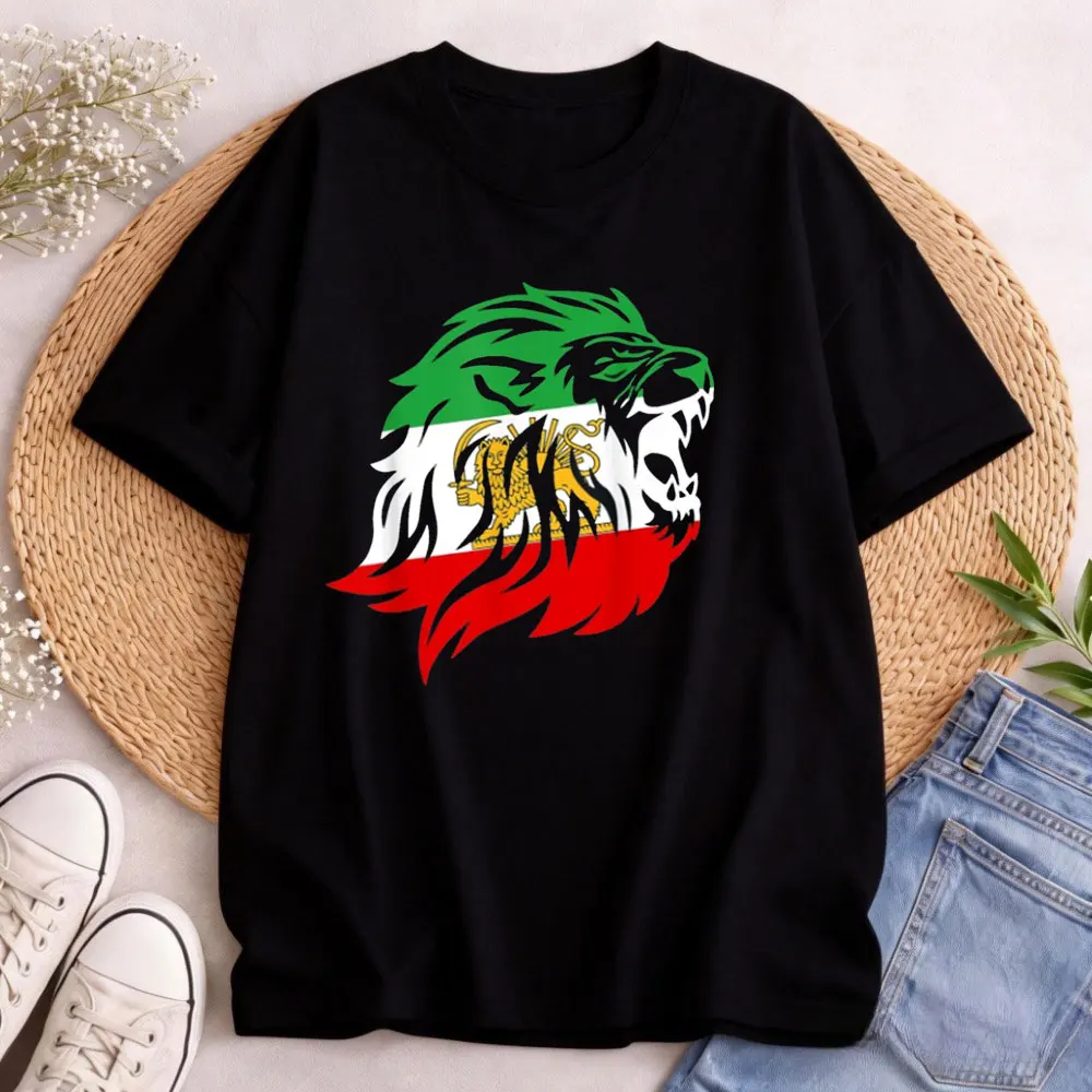 Iran Lion Sun Flag Iran Persian Shir O Khorshid Unisex T-Shirt Ropa Hombre Tees Graphic T Shirts Men Clothing  Loose Shirt