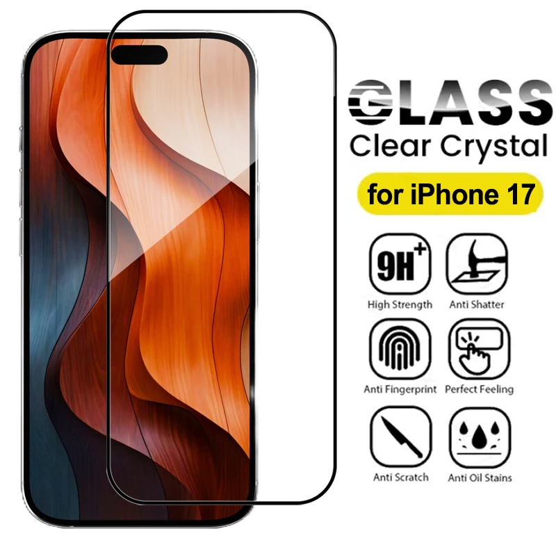 6IN1 واقي للشاشة فيلم مع غطاء للعدسات الخلفية آيفون 17/17Pro/17Air/17 Pro Max 9H صلابة الزجاج المقسى فيلم العدسة الخلفية
