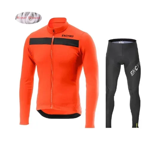 2023 Winter Thermal Fleece Cycling Clothes Warn Men's Jersey Suit Jacket Riding Bike MTB Clothing Bib Pants Set