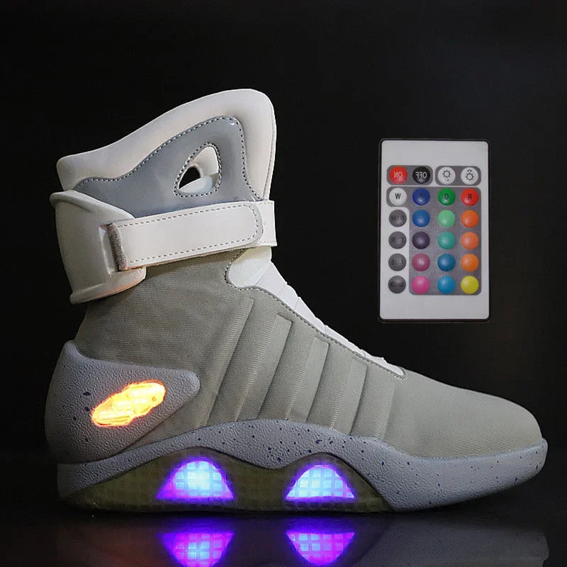 Men Boots Back to Future Adult USB Charging LED Shoes with Remote Control for Men and Women Boots for Party Mag