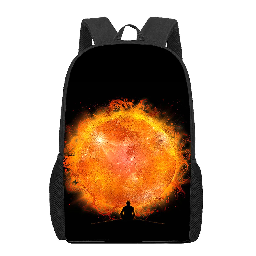 Kunst Sonne Planet Schult aschen gedruckt Schult asche Männer 16 Zoll Rucksack für Teen Jungen Mädchen Kindergarten Rucksack Kinder Bücher taschen