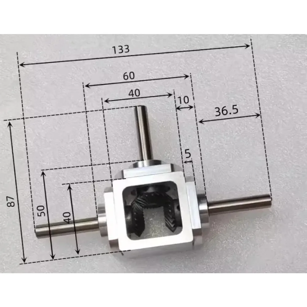 1:1 Cross Commutator Right Angle Drive Gearbox 1M 20T 8MM Spiral Bevel Gear Reducer