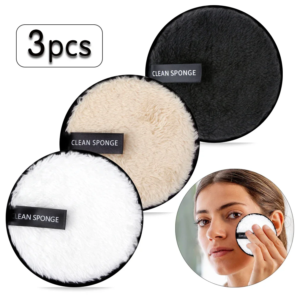 

3Pcs Reusable Washable Make Up Towel Makeup Remover Pads Cotton Wipes Microfiber Cosmetics Face Cleansing Sponge Skin Care Tools