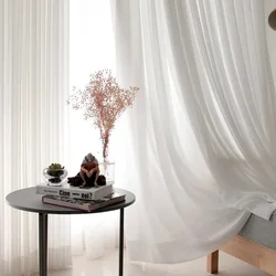 Cortinas de gasa transparente con Velcro para sala de estar, gasa grande, color Beige, blanco crema, elegante, con ondas de tul, para dormitorio