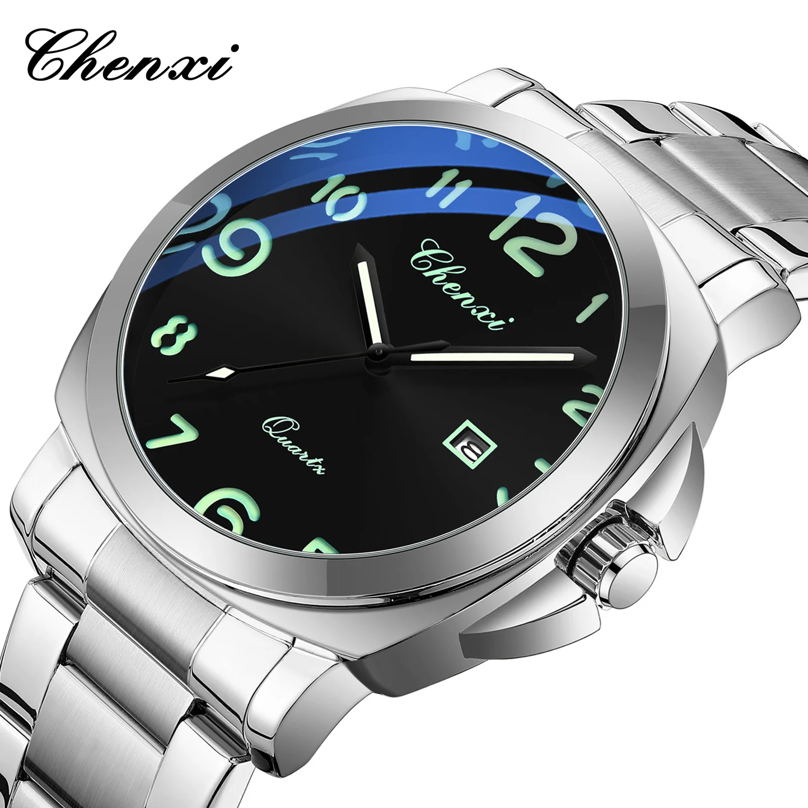 

Мужские деловые часы, модные роскошные светящиеся большие арабские цифры, циферблат, 45 мм, мужские часы, водонепроницаемые наручные часы из нержавеющей стали