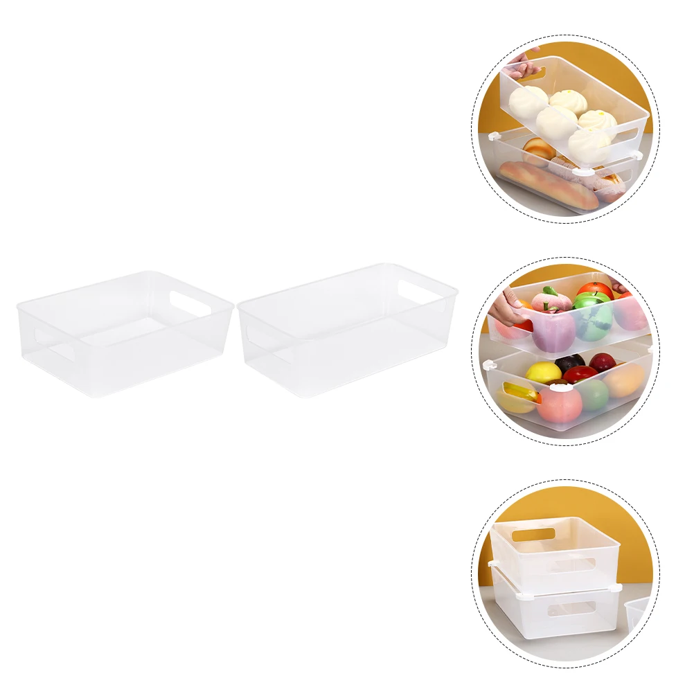 2pcs Refrigerator Food Storage Box Clear Stackable Fridge Organizer Vegetable Fruit Container With Corner Pads Space Saving