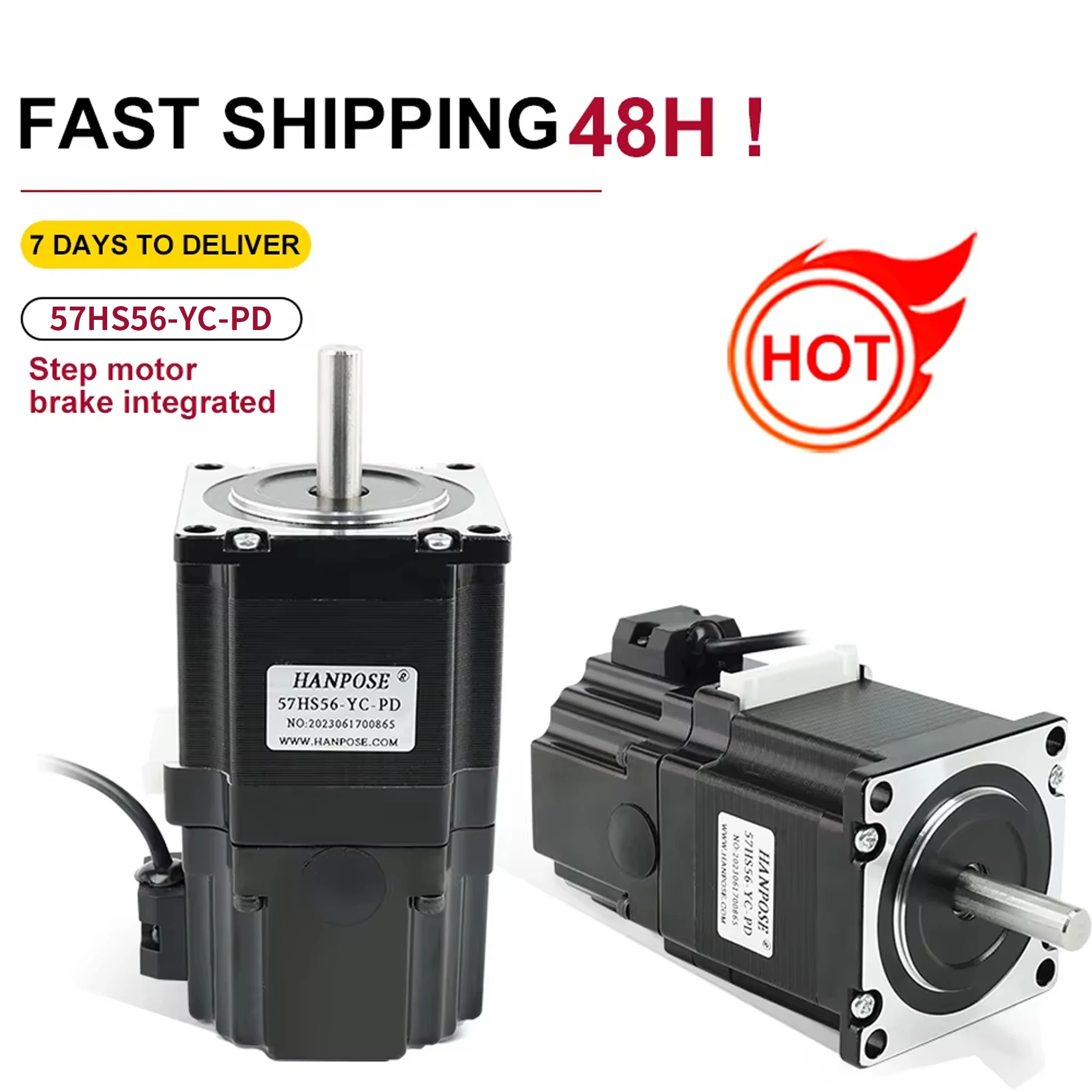 NEMA23 Stepper Motor Brake 2 Phase 4-Leads for CNC Milling Machine 126N.cm 56mm 57HS56-YC-PD Permanent Magnet Stepper Motor