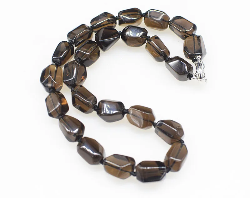 

Smoky Quartz baroque faceted necklace 43cm FPPJ nature beads 12*16mm