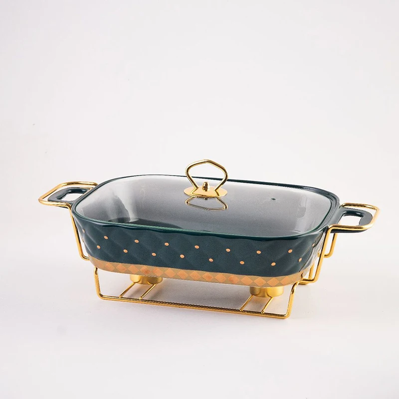 Double Ears Catering Restaurant Heating Food Warmer Buffet Ceramic Chafing Dishes - view 3