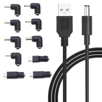 USB To DC5V Power Cable with 10 Adapters