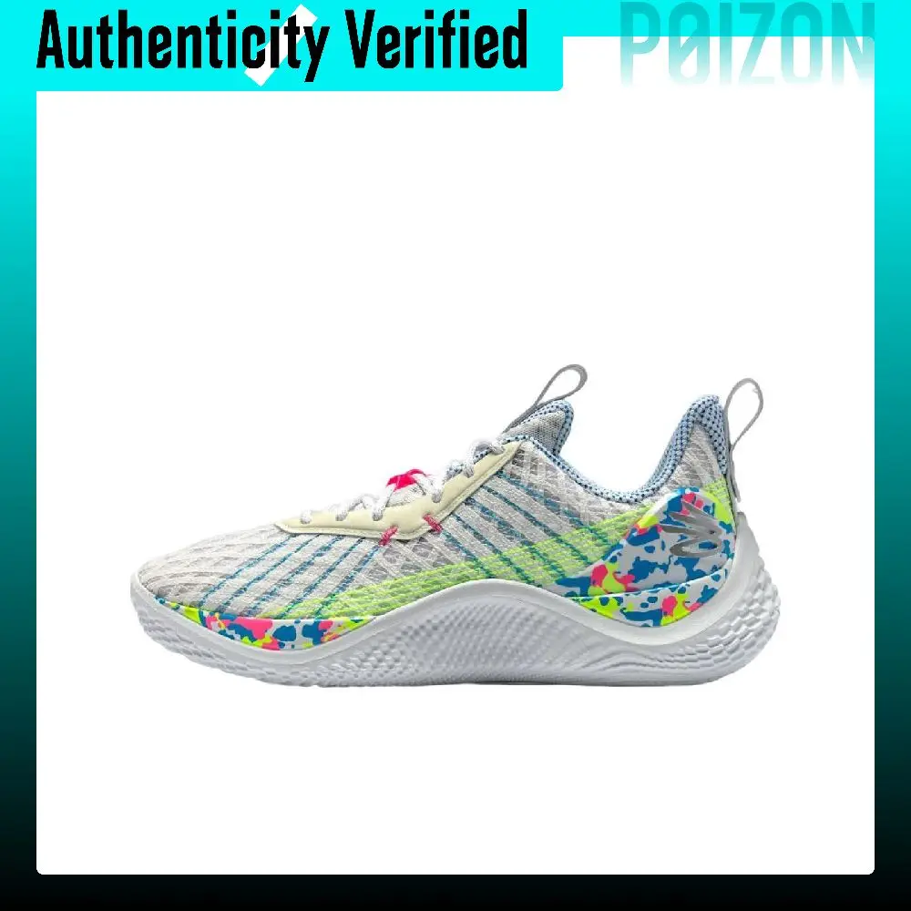 Under Armour Curry 10 ' Surprise Party ' Splash Party Low top Performance Basketball Shoes Men's White Multicolor 3026271-100