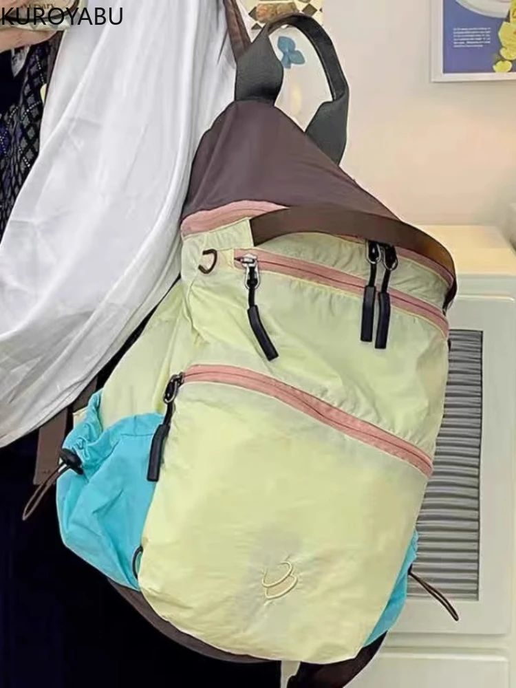

Backpack Female Schoolbag Mid School Boy Fashion Large Capacity Light Travel Bag 2025 New Contrast Color Lightweight Bagpack