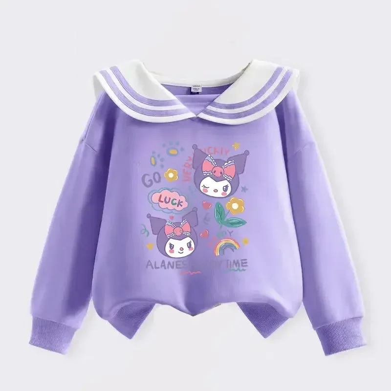 Girly Heart Kuromi Anime Kawaii Sanrio Ins Fashion felpa con cappuccio a maniche lunghe primavera Cute Children Shirt abbigliamento regali per bambini