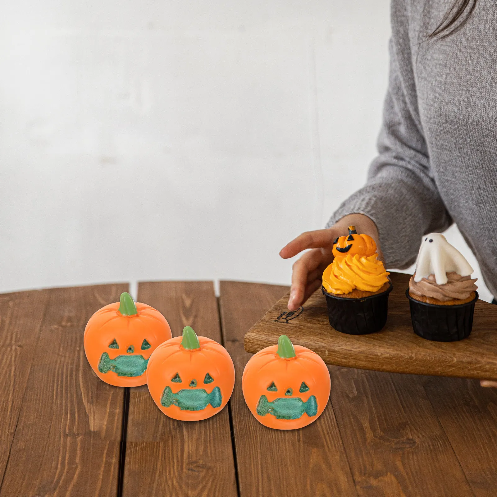 3Pcs Small Resin Pumpkin Halloween Ornament for Aquarium Tank Micro Layout Garden Desktop Decor Miniature Scene Decoration