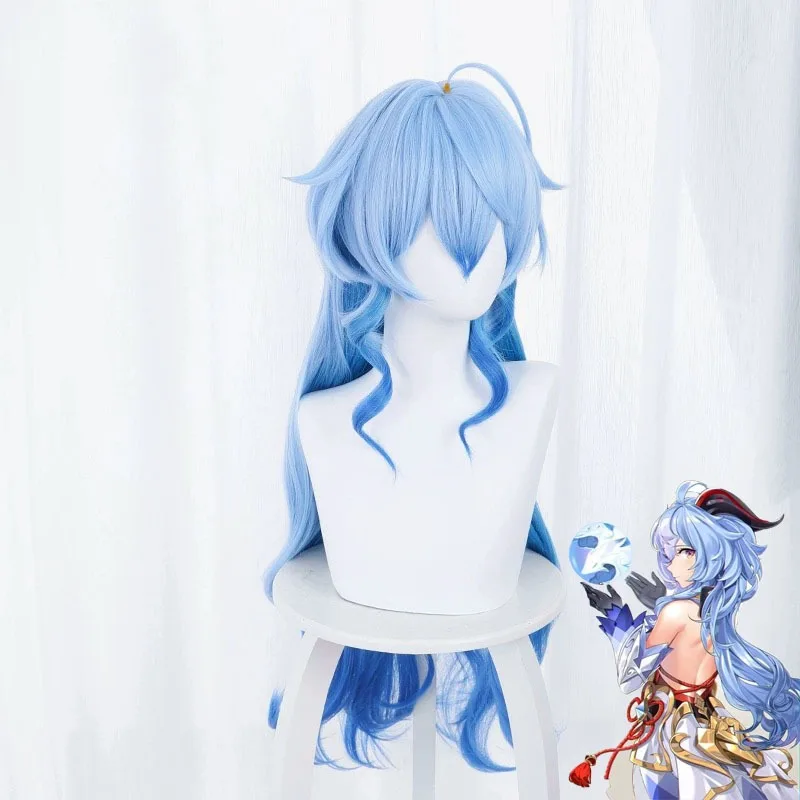 Peruka do cosplayu Ganyu, damska, długa, kręcona, z efektem gradientu, przebranie, peruka anime Genshin Impact, nakrycie głowy do odgrywania ról.