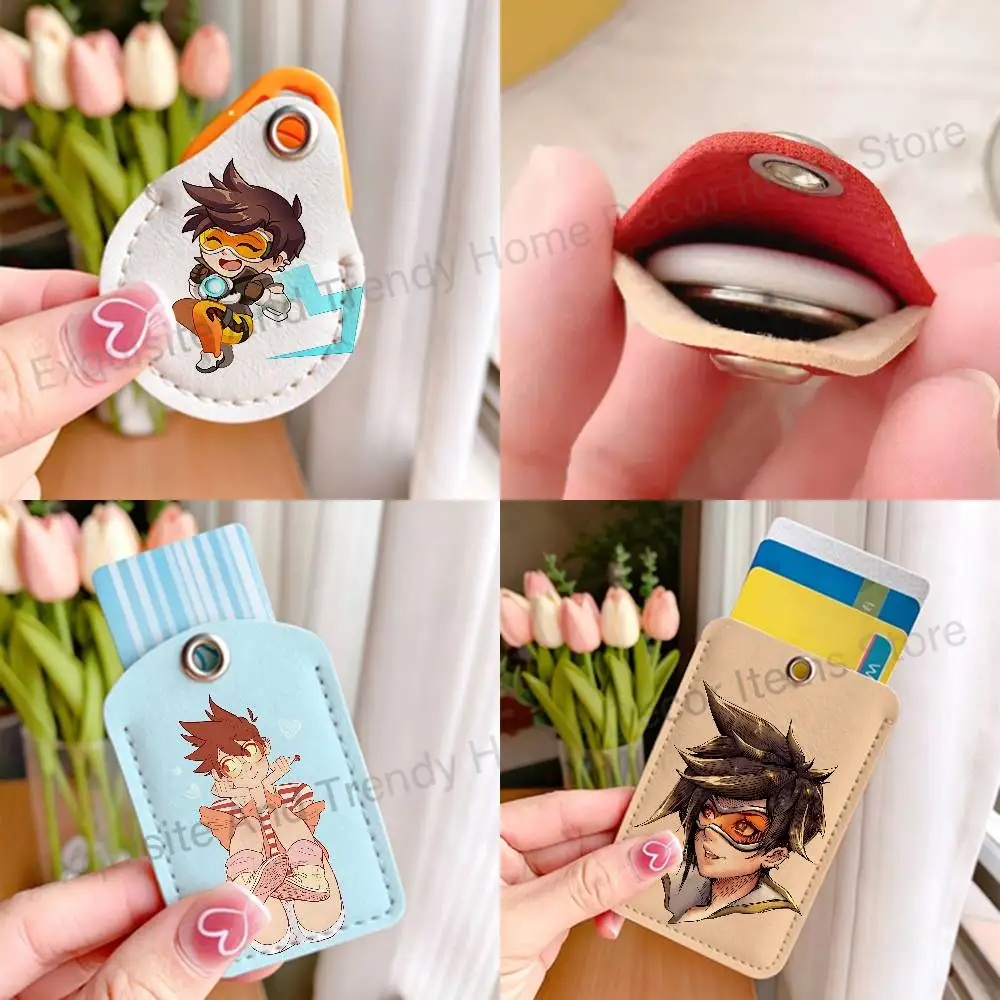 Ow Tracer O-Overwatch Custom Access Card For Air Tag Case Leather Card Holder Transportation Card Case Gifts