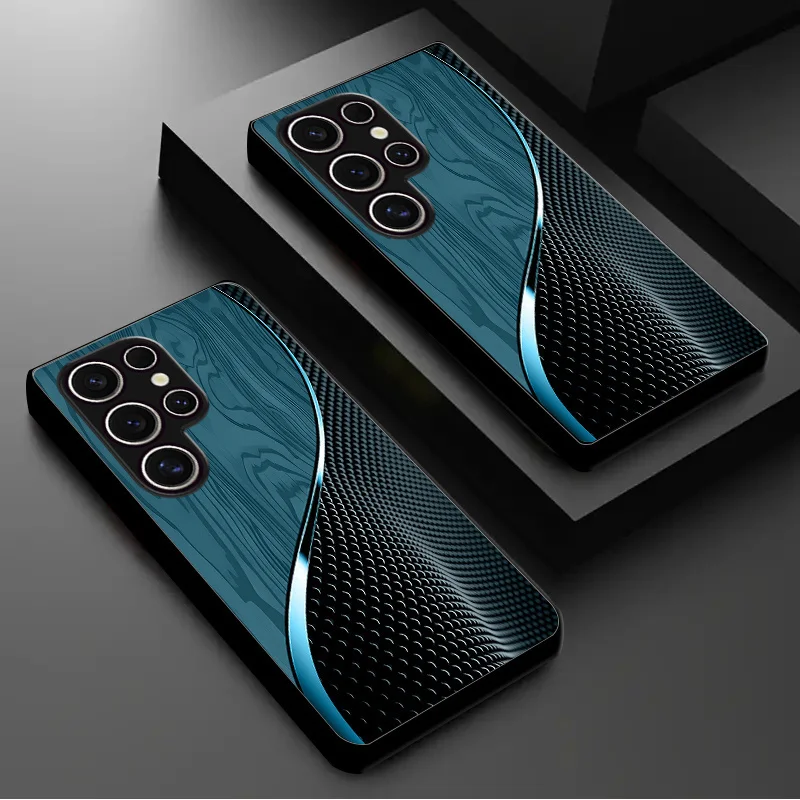 Creative textured corrugated glass phone case suitable for Samsung Galaxy S26 S25 S24 S23 S22 S20 FE/Ultra/Plus anti drop