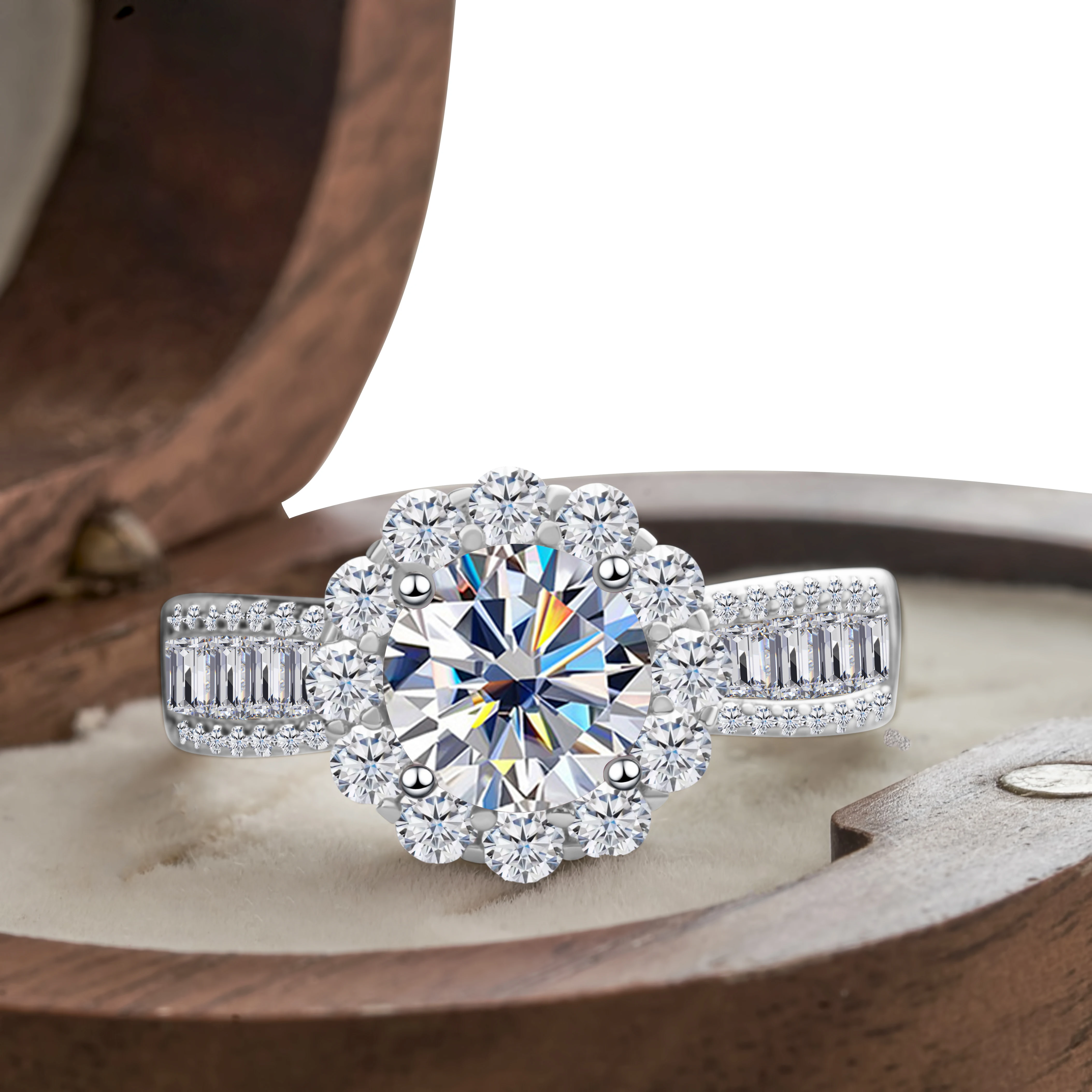 1,0 Karat Königsblau Farbe Moissan ite Ring Sterling Silber massiv Gelbgold Farbe Hochzeit Verlobung ringe für Frauen – Detail 2