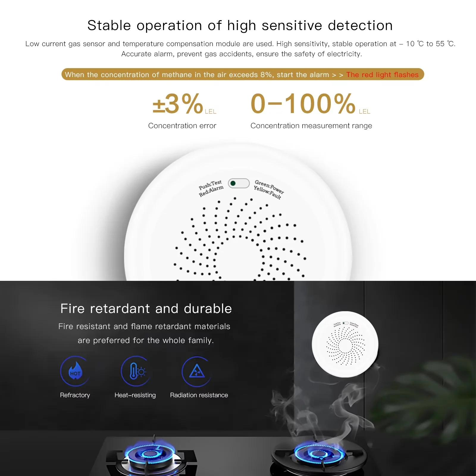 Tuya ZigBee Smart Gas Leak Detector Combustible Methane Sensor Real‑Time APP Alert Home Safety Protection Alarm