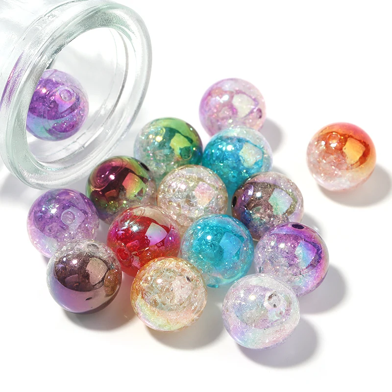 10 Stück/Set 16mm UV-farbige, geknackte Acrylperlen, zweifarbige lose Spacer-Perlen für die Schmuckherstellung, DIY Armband, Halskette, Zubehör – Detail 3