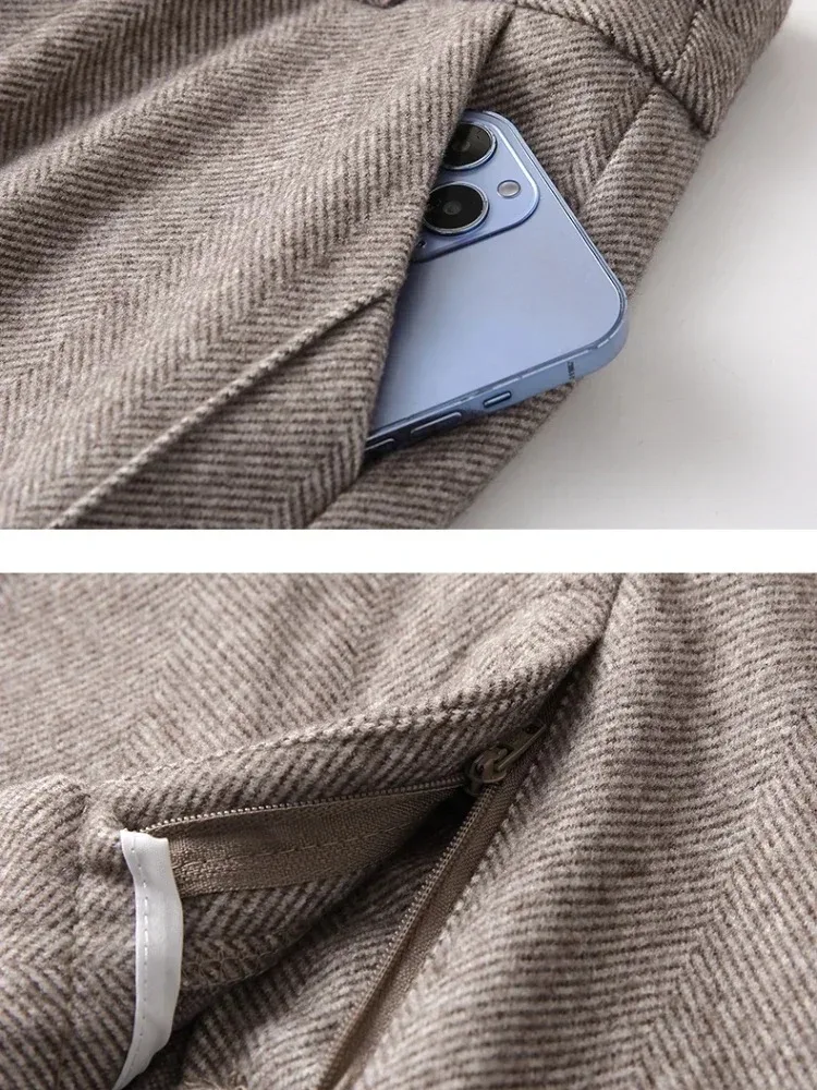 السراويل الصوفية النسائية الحريم سروال شكل قلم رصاص الخريف الشتاء عالية الخصر رداء غير رسمية السراويل مكتب سيدة النساء السراويل #6