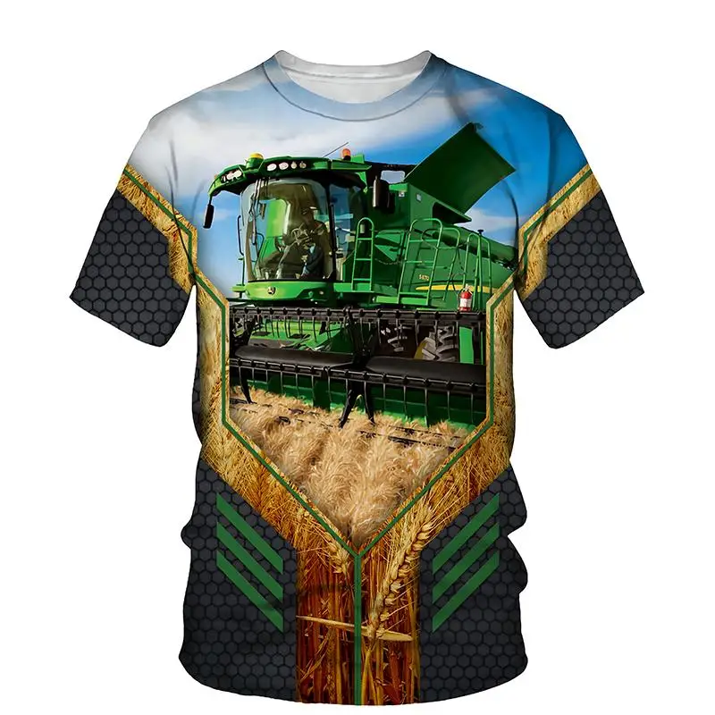 T-shirts 3D Print Truck tractors Summer Children\'s Round Neck TShirt Oversized Boys Girls Unisex Fashion Loose Kids  Clothing