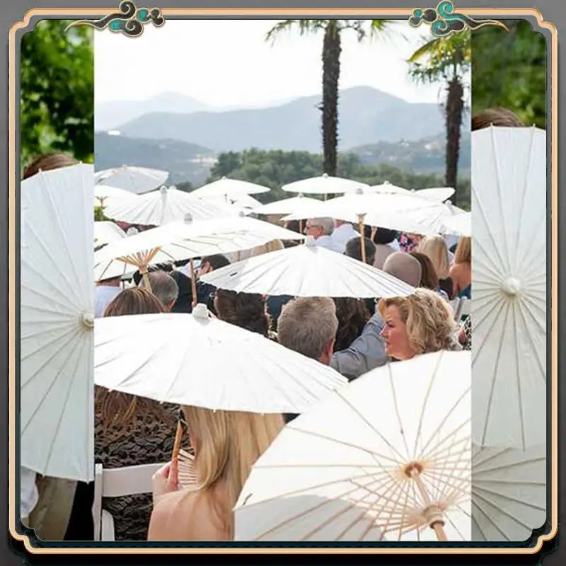 

Premium 4PCS Paper Parasol Beach Umbrella White DIY Umbrella Photography Props For Baby Shower Partys Wedding 60Cm/23.6Inch