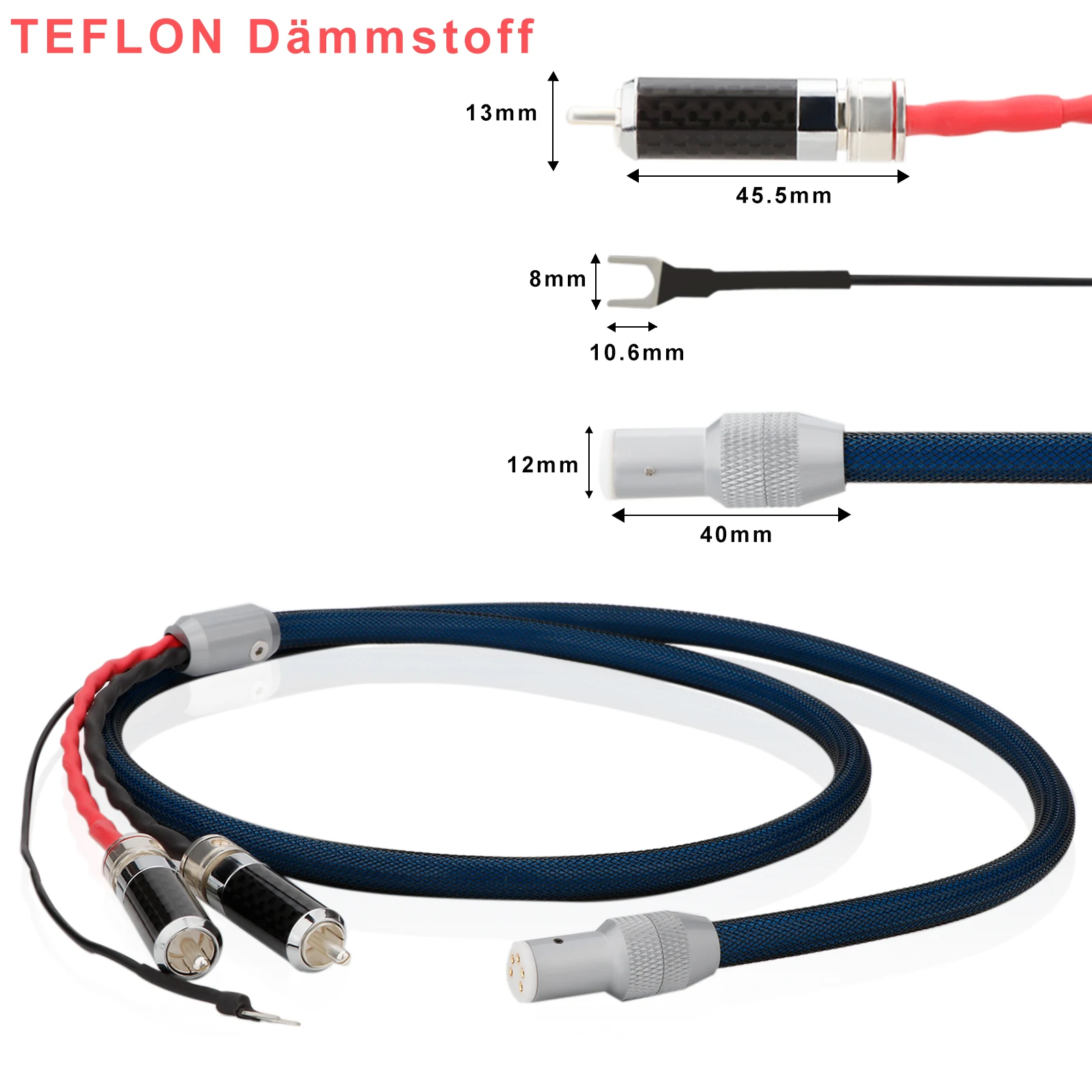 

Hi-end OFC silver plated cable Tonarm Cable 5 Pin DIN & RCA Phono Turntables Analog Cable with Carbon Fiber RCA Connector