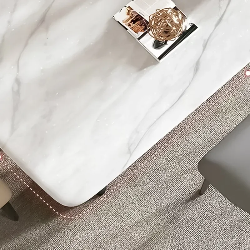 Modern Simple Light Luxury Rock Slab Dining Table Foldable Retractable Square Table for Small Apartment Household Furniture