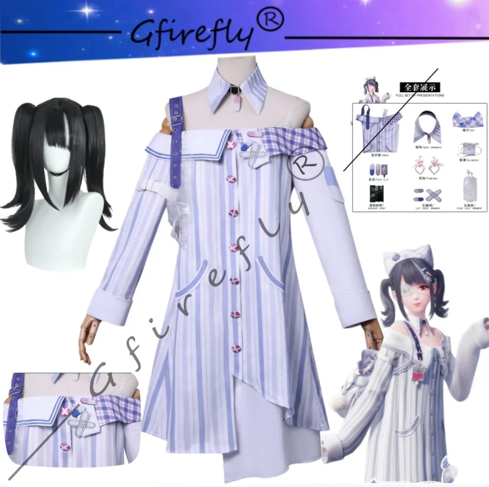 

Infinity Nikki Cosplay Costume The Complete Set of The Same Style Hospital Gown Dress Hat Accessories and Wig As The Character