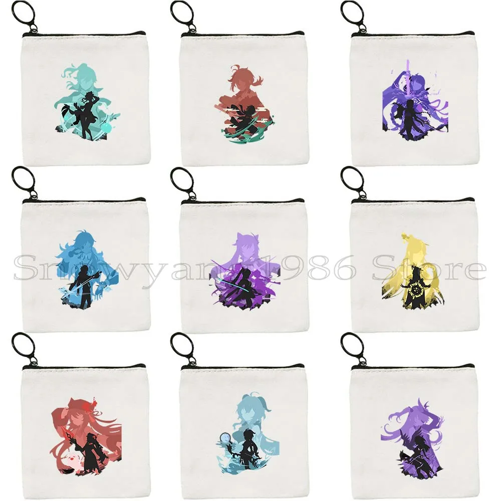 

Anime Manga Raiden Hu Tao Kaeya Kazuha Keqing Zhongli Genshin Impact Canvas Key Coin Purse Case Card Lipstick Bag Wallet Pouch