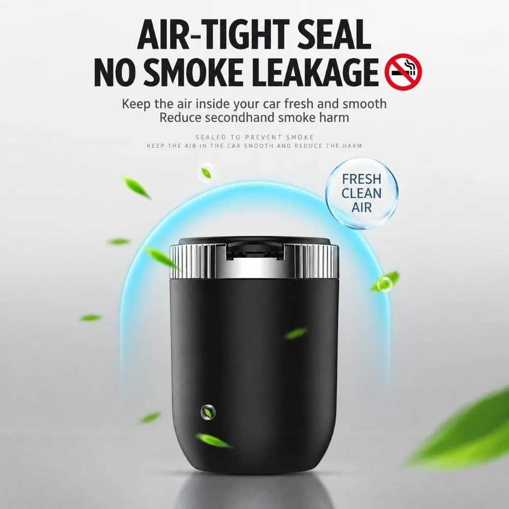 Modern With Lid Car Ashtray LED Blue Light Smell-Proof Auto Ashtray Portable Automotive Supplies Car Interior
