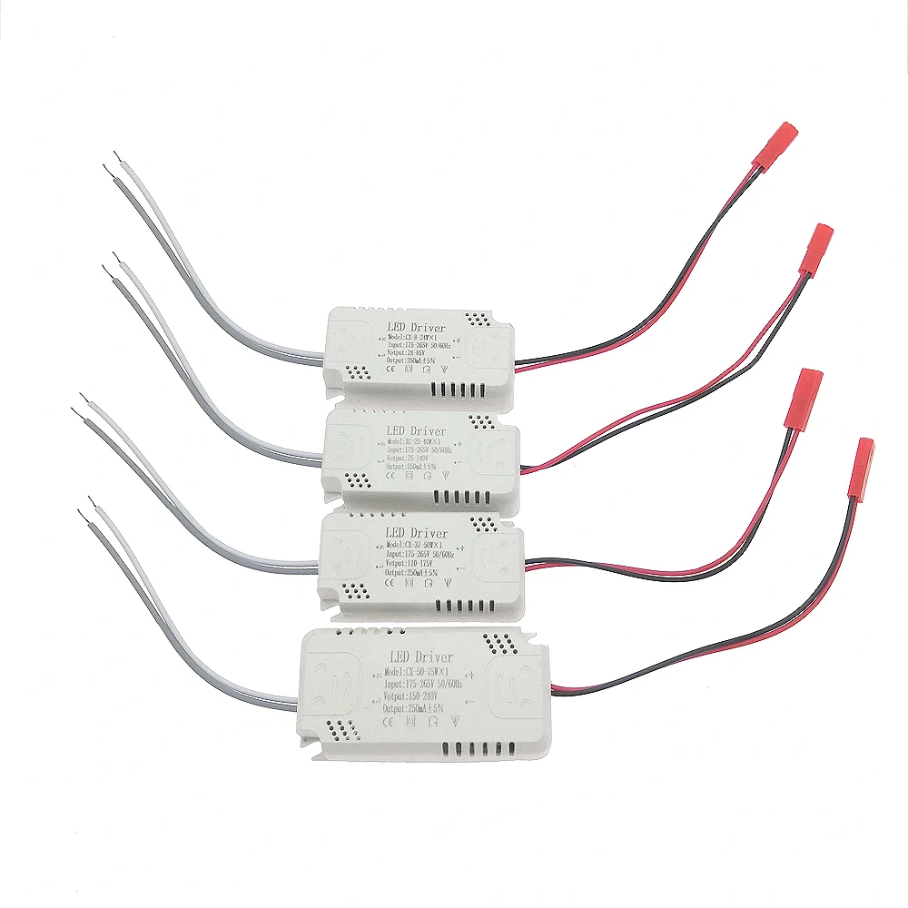 2pcs 250mA LED Driver 8-24W 25-40W 37-50W 50-75W AC175-265V Power Supply Lighting Transformers For Flexible Tape & Chandeliers