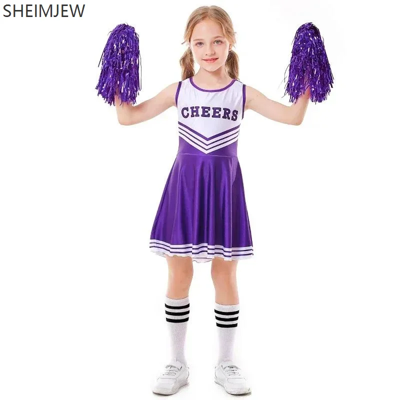Halloween Children's Girls Cheerlead Costume Dress Ball Clothes Purim Female Student Sports Cheerlead Stage Performance Uniform