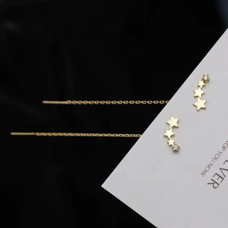 New Long Wire Tassel Thread Star Earline Pendants Drop Earrings Women's Straight Hanging Earings Fashion Jewelry Party Gift