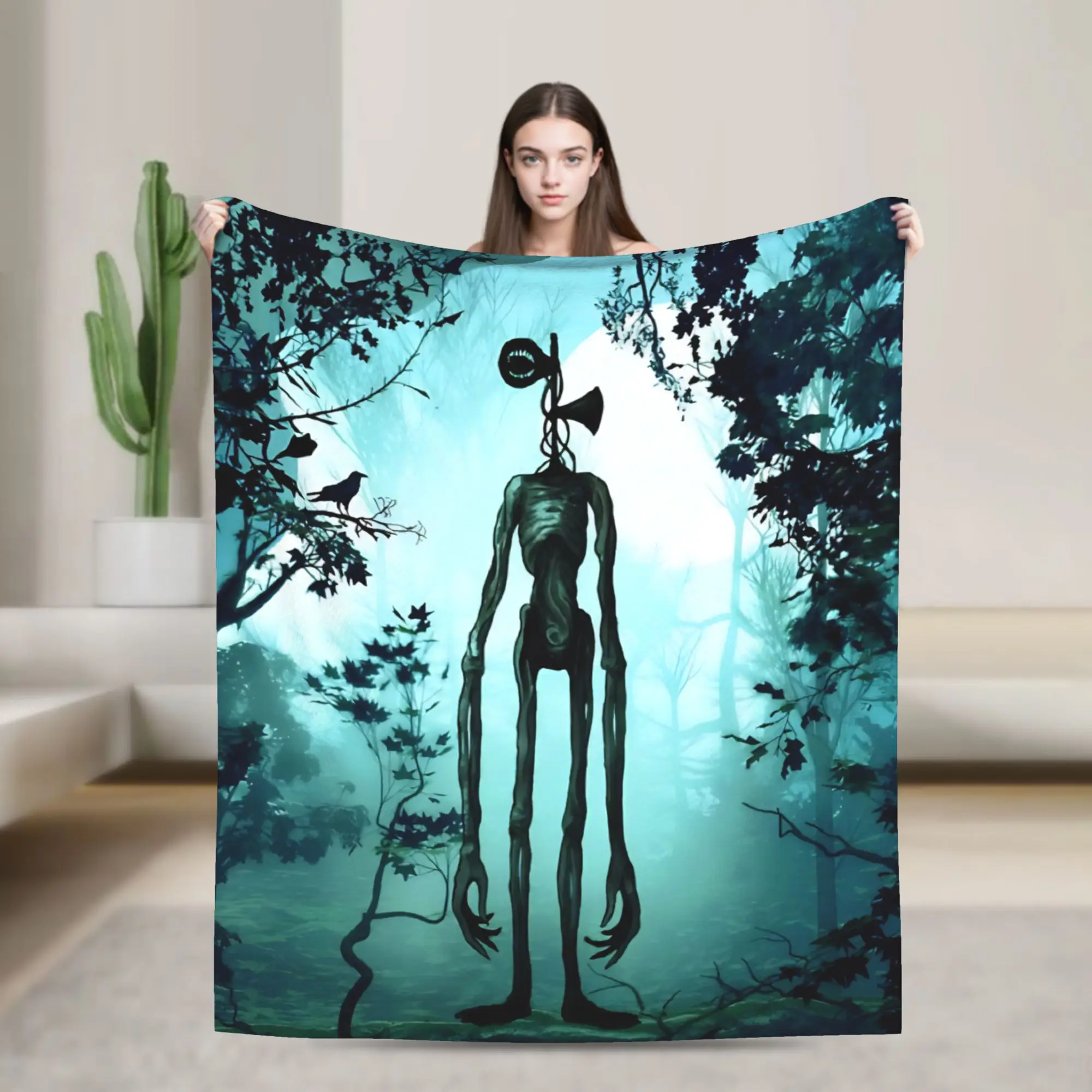 Siren Head Horror Knitted Blanket Fleece  Lightweight Throw Blanket for Bed Bed Rug