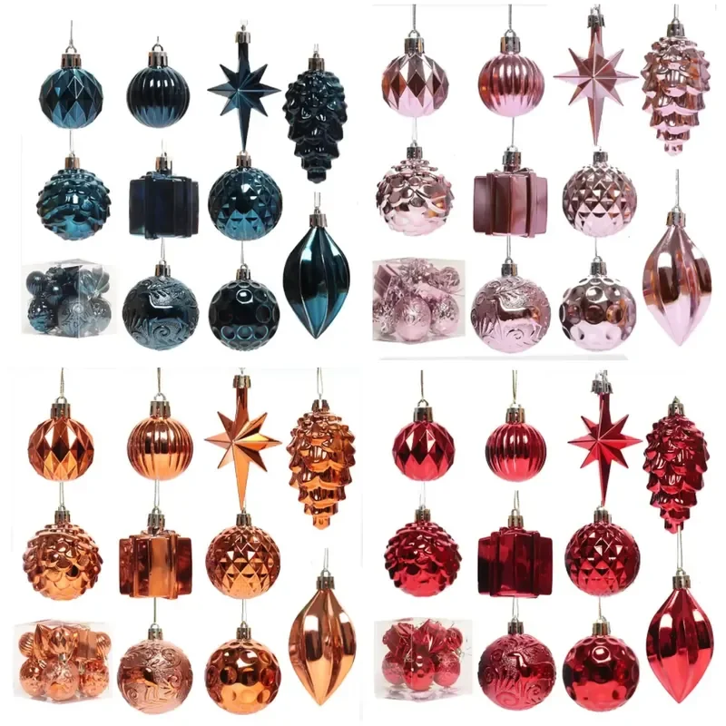 12Pcs Christmas Ornament Set for Tree Holiday Party Home Decoration Gift Pack
