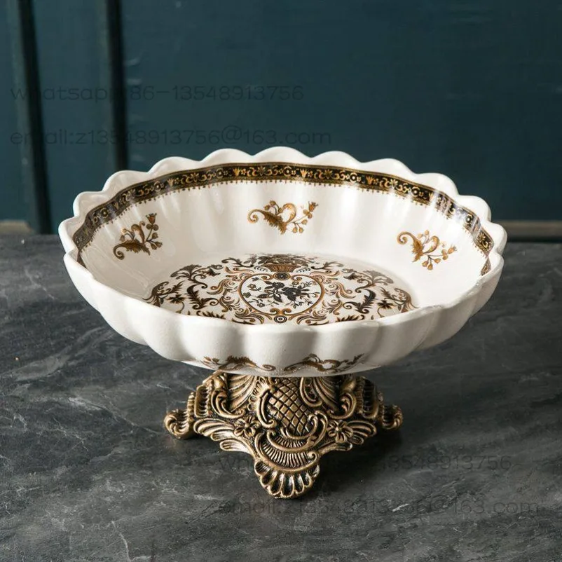 American Ceramic Household Light Luxury Fruit Plate Tray European Retro High-end Fruit Plate Ornament